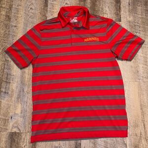 Under Armour Marines Polo Shirt Mens Red Size Medium Heatgear Performance